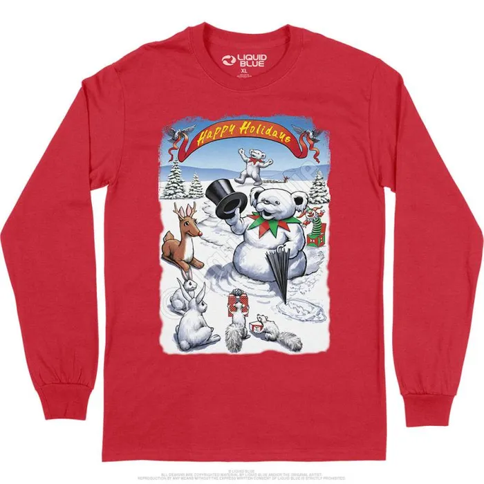 Liquid Blue Long Sleeve Men Snowman Bear Long Sleeve TShirt
