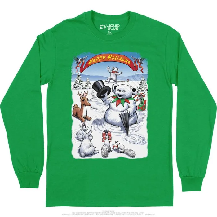 Liquid Blue Long Sleeve Men Snowman Bear Long Sleeve TShirt