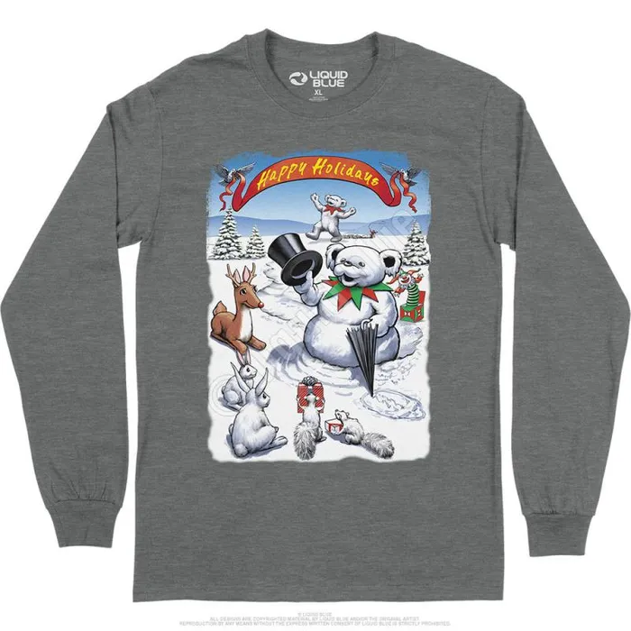 Liquid Blue Long Sleeve Men Snowman Bear Long Sleeve TShirt