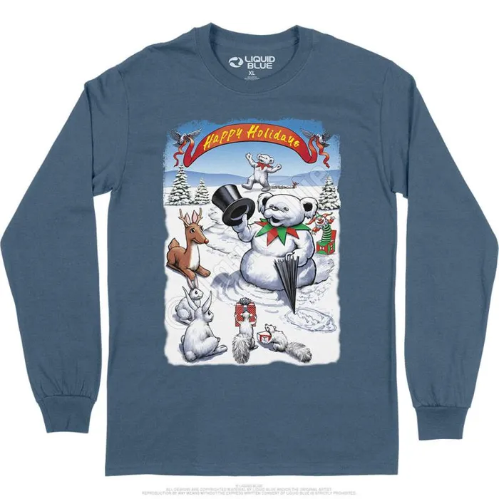 Liquid Blue Long Sleeve Men Snowman Bear Long Sleeve TShirt