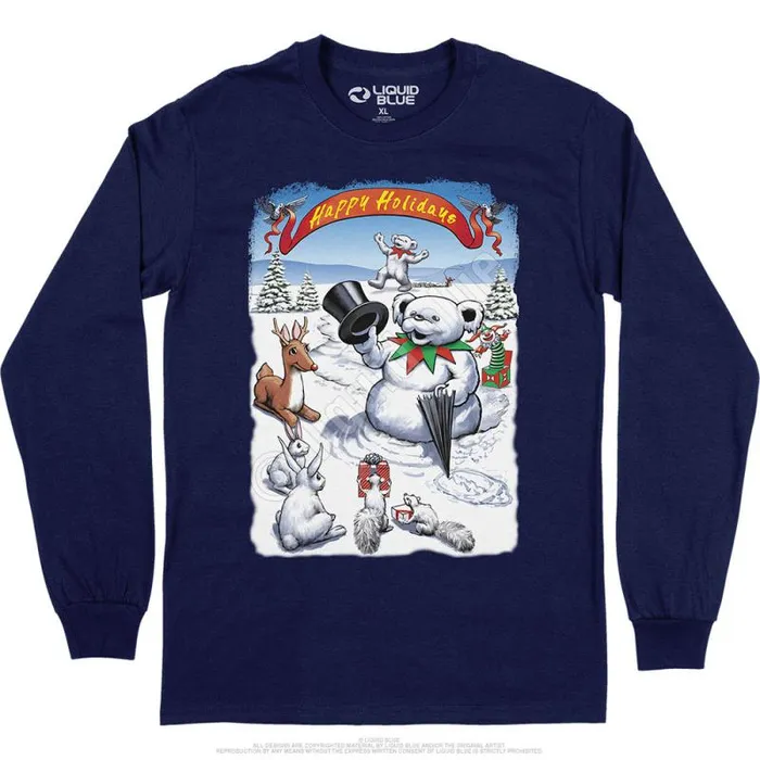 Liquid Blue Long Sleeve Men Snowman Bear Long Sleeve TShirt