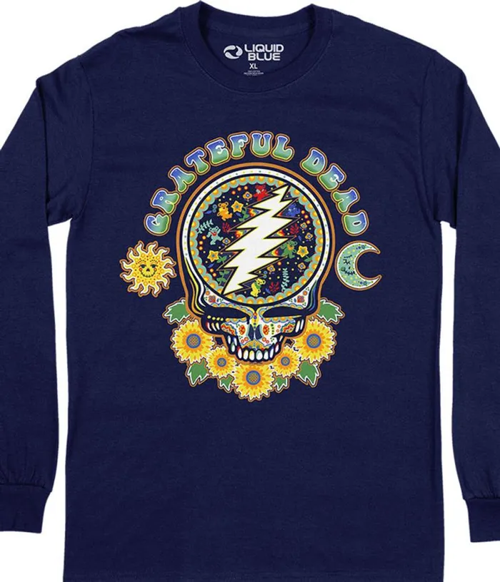 Liquid Blue Long Sleeve Men Steal Your Face Day Of The Dead Long Sleeve TShirt
