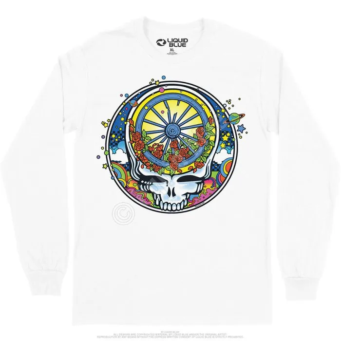 Liquid Blue Long Sleeve Men SYF Wheel and Roses Long Sleeve TShirt