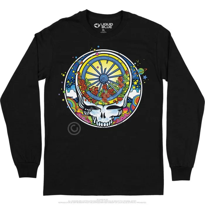 Liquid Blue Long Sleeve Men SYF Wheel and Roses Long Sleeve TShirt