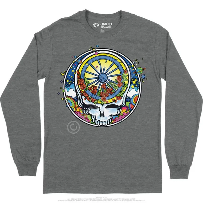 Liquid Blue Long Sleeve Men SYF Wheel and Roses Long Sleeve TShirt