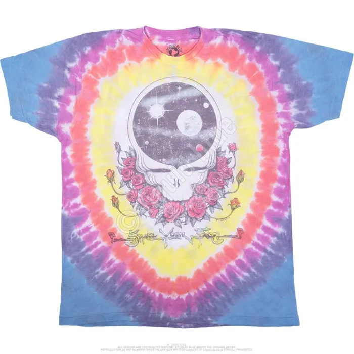 Liquid Blue PolyCotton TShirt Men Vintage Space Your Face PolyCotton TieDye TShirt