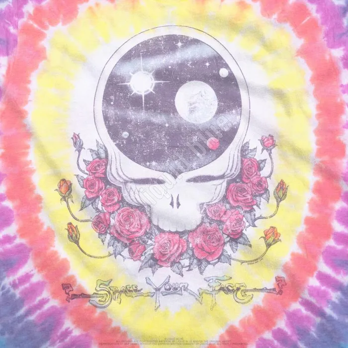 Liquid Blue PolyCotton TShirt Men Vintage Space Your Face PolyCotton TieDye TShirt