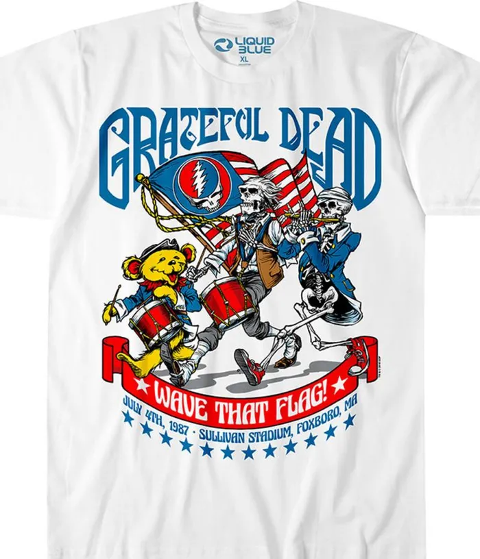 Liquid Blue TShirt Men 4th Of July White TShirt