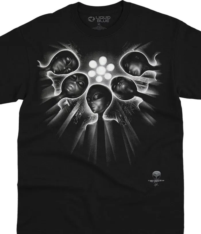 Liquid Blue TShirt Men Alien Abduction Black TShirt