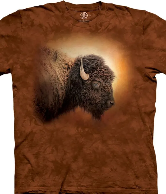 Liquid Blue TShirt Men Bison Sunset Classic Cotton TShirt