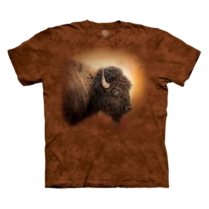 Liquid Blue TShirt Men Bison Sunset Classic Cotton TShirt