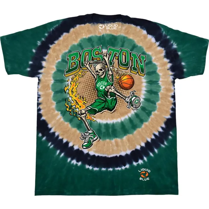 Liquid Blue TShirt Men Boston Dunker Basketball Skeleton TieDye TShirt