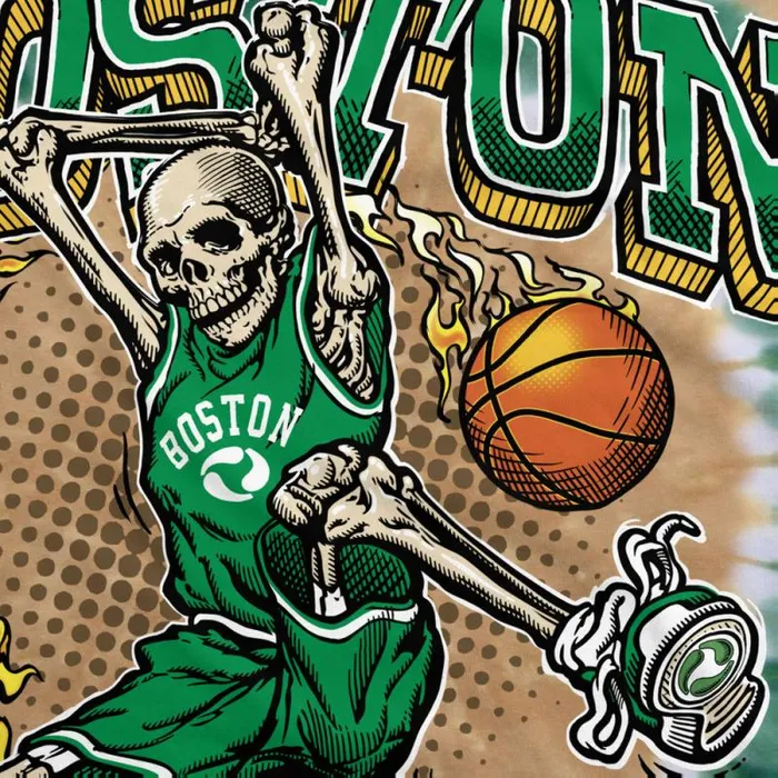 Liquid Blue TShirt Men Boston Dunker Basketball Skeleton TieDye TShirt