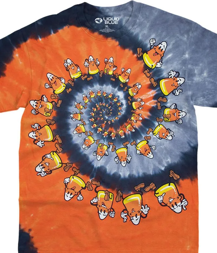 Liquid Blue TShirt Men Candy Corn Spiral TieDye TShirt