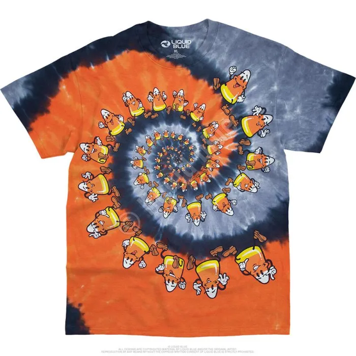 Liquid Blue TShirt Men Candy Corn Spiral TieDye TShirt