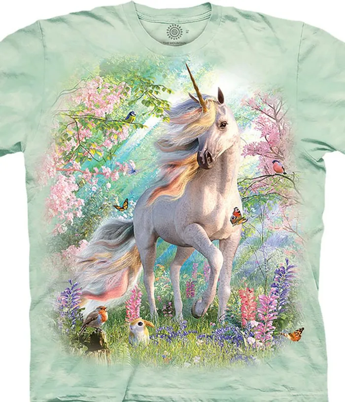 Liquid Blue TShirt Men Enchanted Unicorn Classic Cotton TShirt