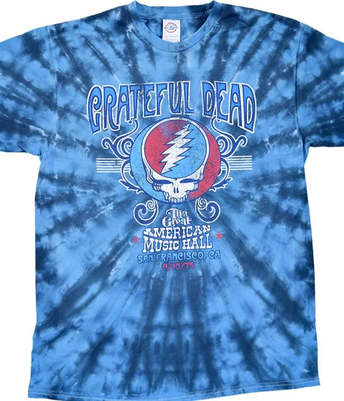 Liquid Blue TShirt Men GD American Music Hall TieDye TShirt