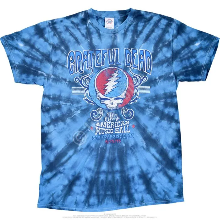 Liquid Blue TShirt Men GD American Music Hall TieDye TShirt