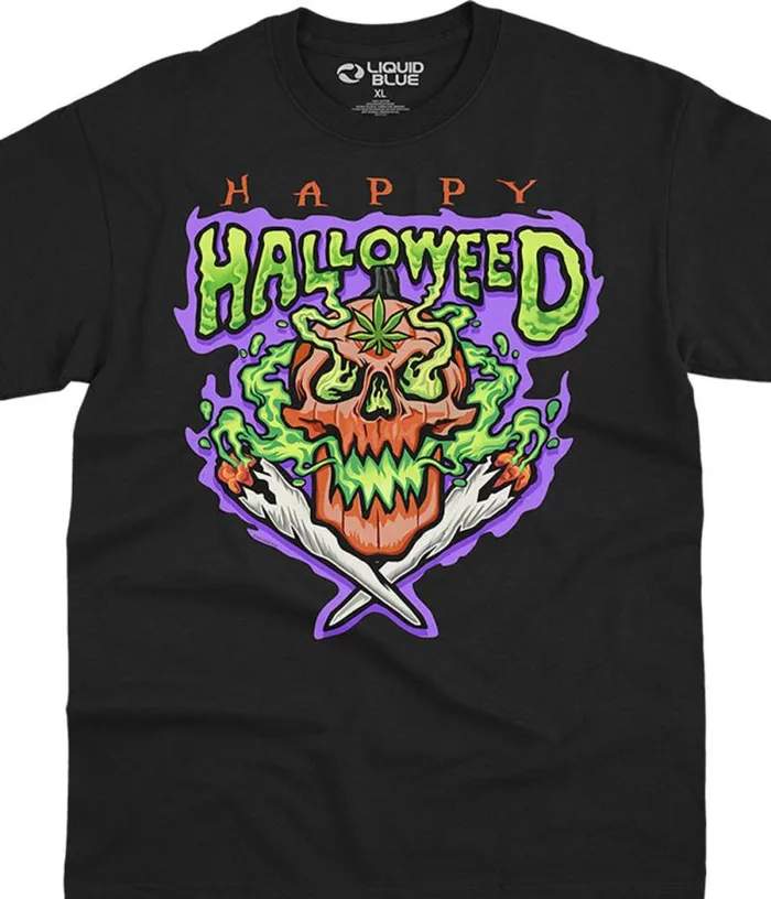 Liquid Blue TShirt Men Halloweed Skull Black TShirt