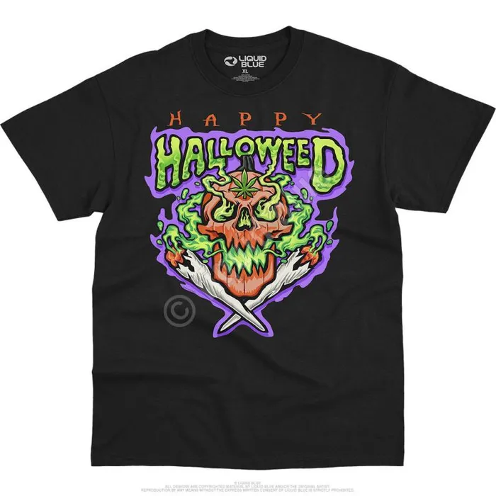 Liquid Blue TShirt Men Halloweed Skull Black TShirt
