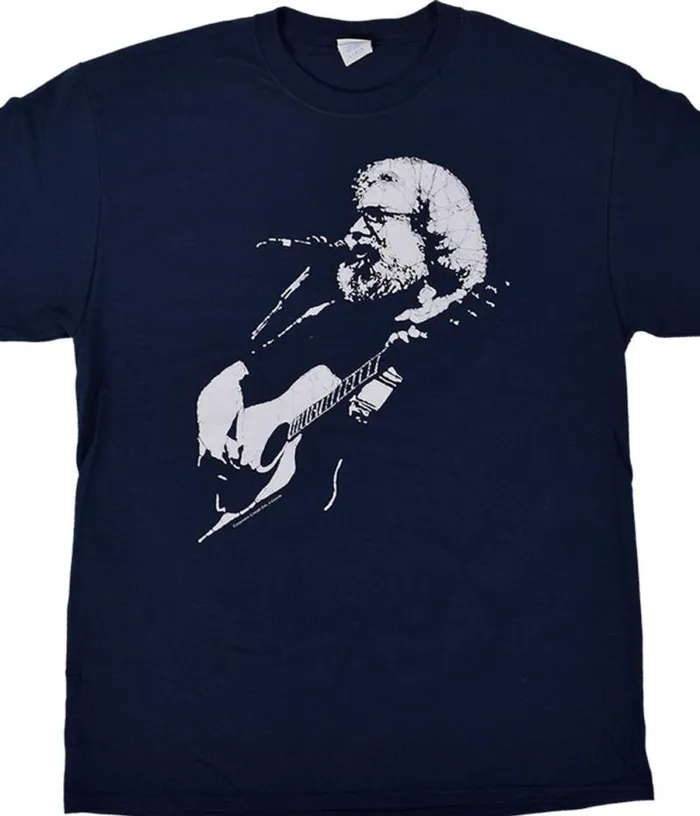 Liquid Blue TShirt Men Jerry Garcia Acoustic Navy TShirt