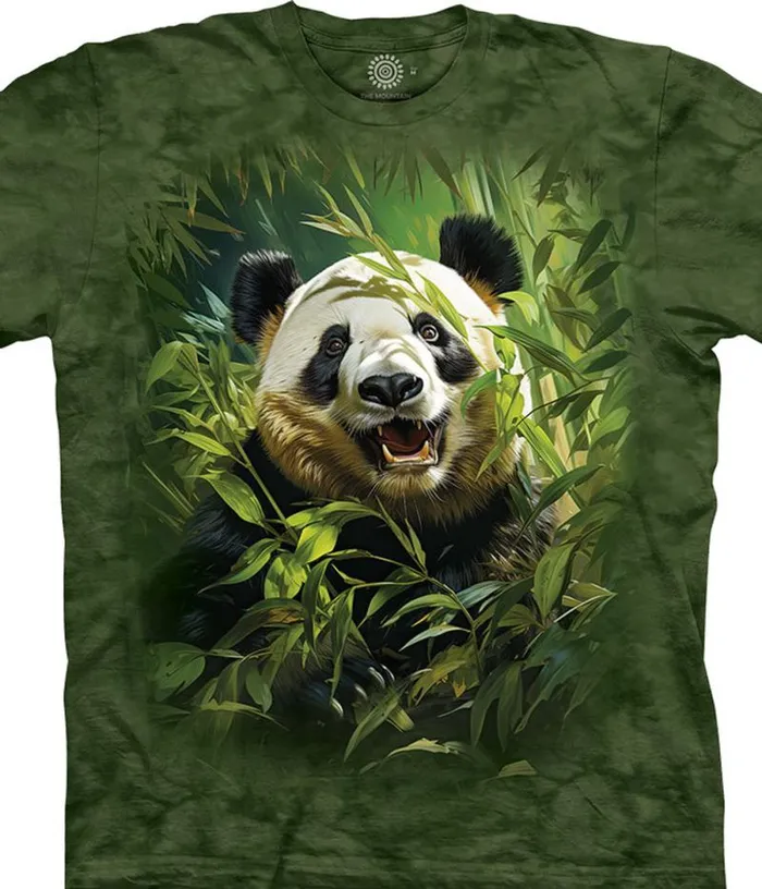 Liquid Blue TShirt Men Joyful Panda Classic Cotton TShirt