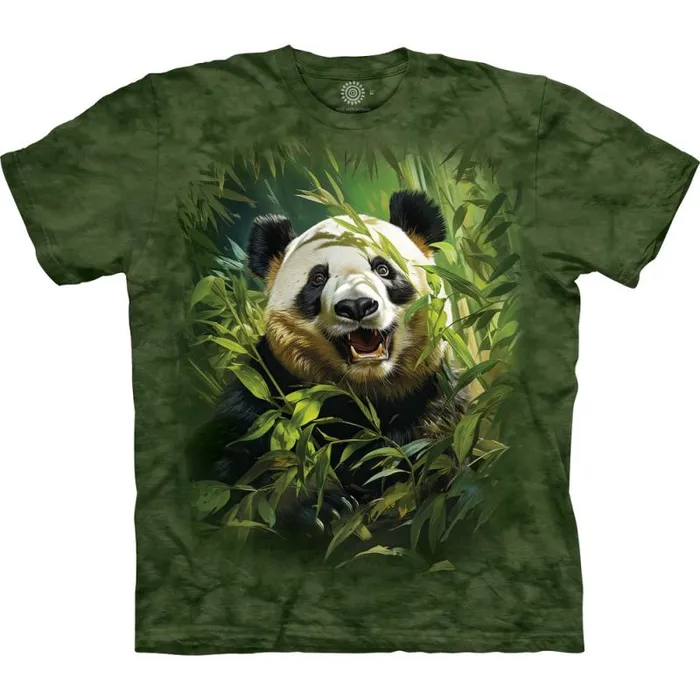 Liquid Blue TShirt Men Joyful Panda Classic Cotton TShirt