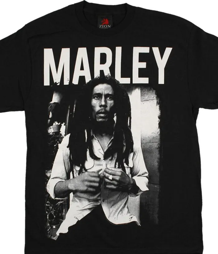 Liquid Blue TShirt Men Marley Portrait Black TShirt