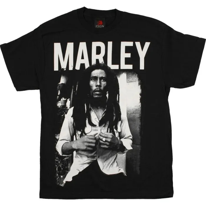 Liquid Blue TShirt Men Marley Portrait Black TShirt