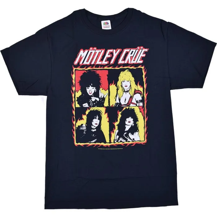 Liquid Blue TShirt Men Motley Crue Fire Group Black TShirt