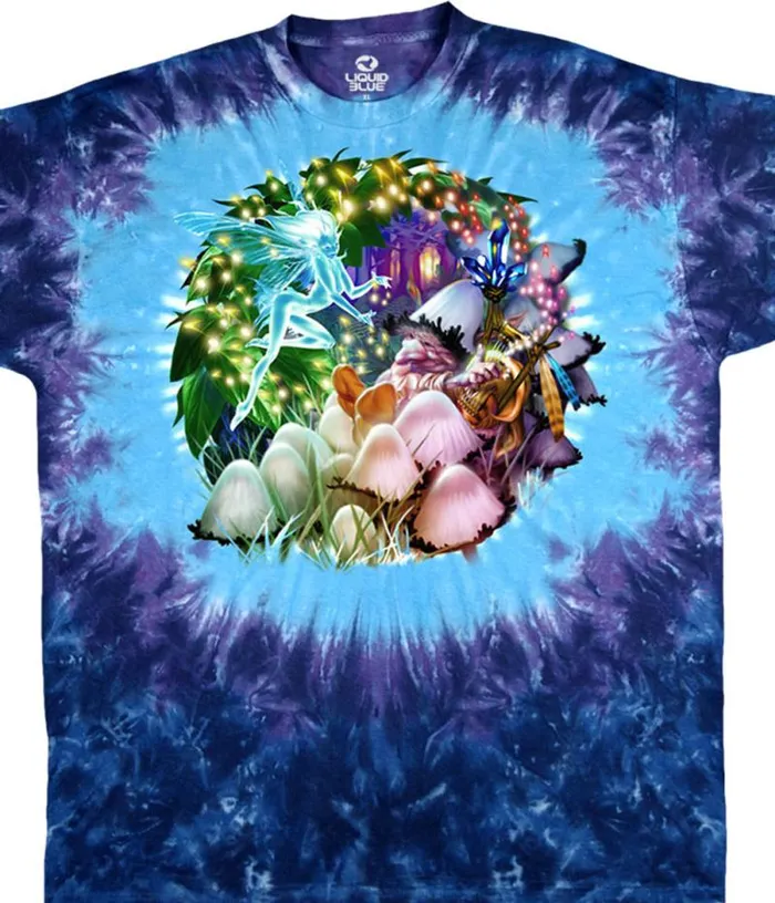 Liquid Blue TShirt Men Mushroom Garden TieDye TShirt