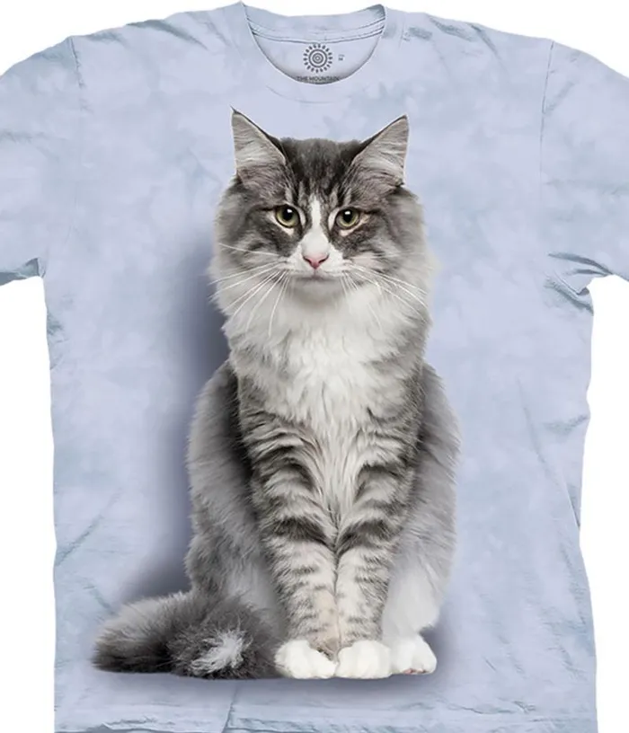 Liquid Blue TShirt Men Norwegian Forest Cat Classic Cotton TShirt