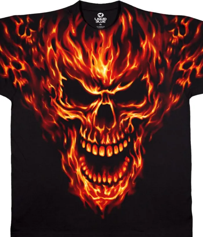 Liquid Blue TShirt Men Raging Inferno Black TShirt