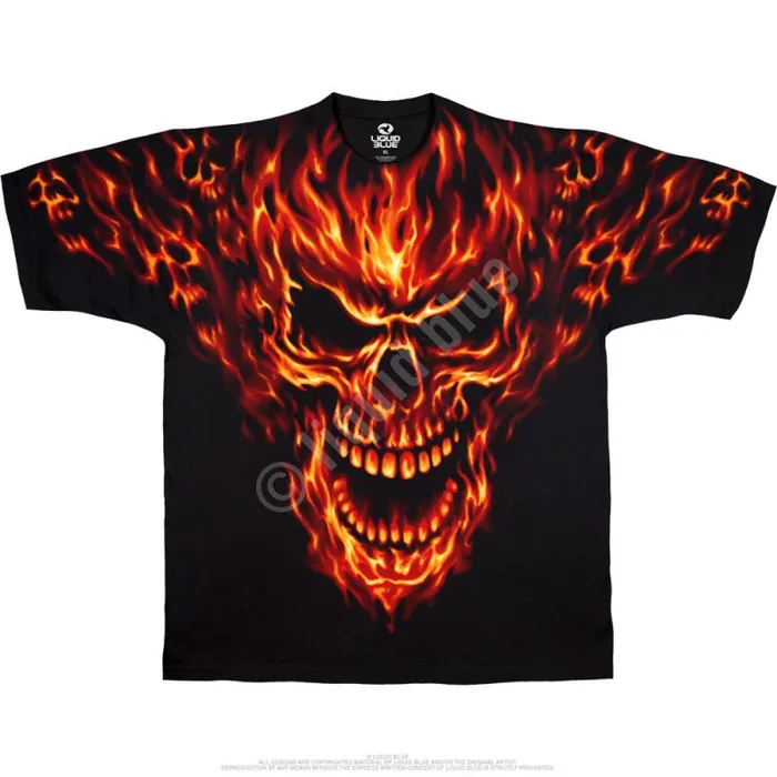 Liquid Blue TShirt Men Raging Inferno Black TShirt
