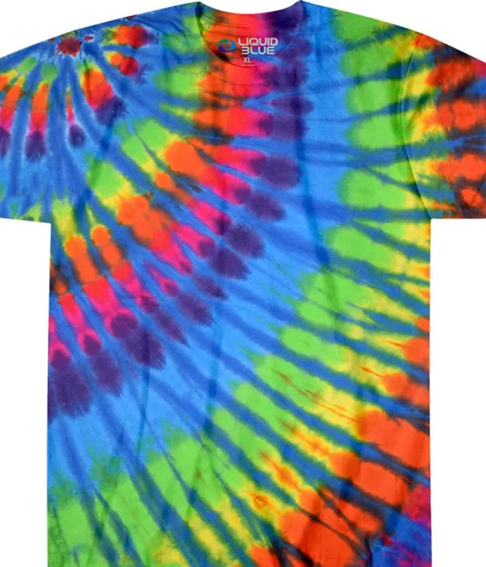 Liquid Blue TShirt Men Rainbow Blue Streak Unprinted TieDye TShirt