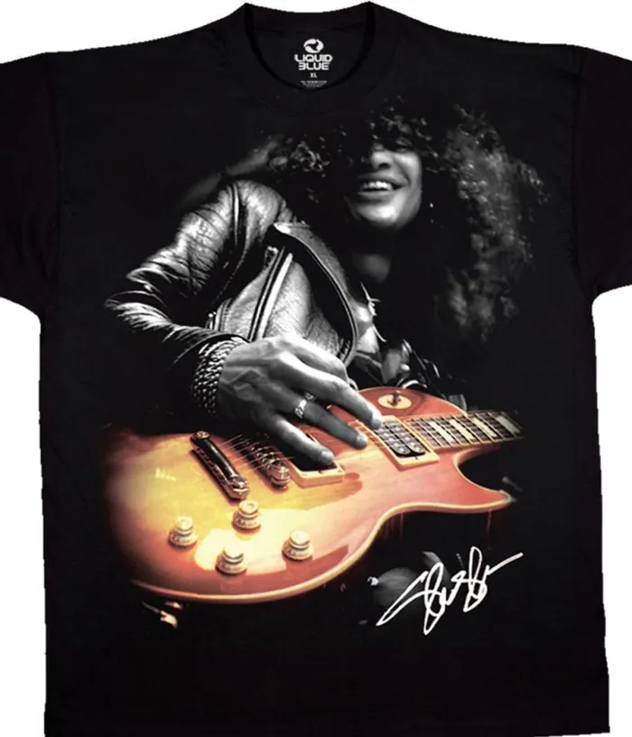 Liquid Blue TShirt Men Slash Guitar Black TShirt
