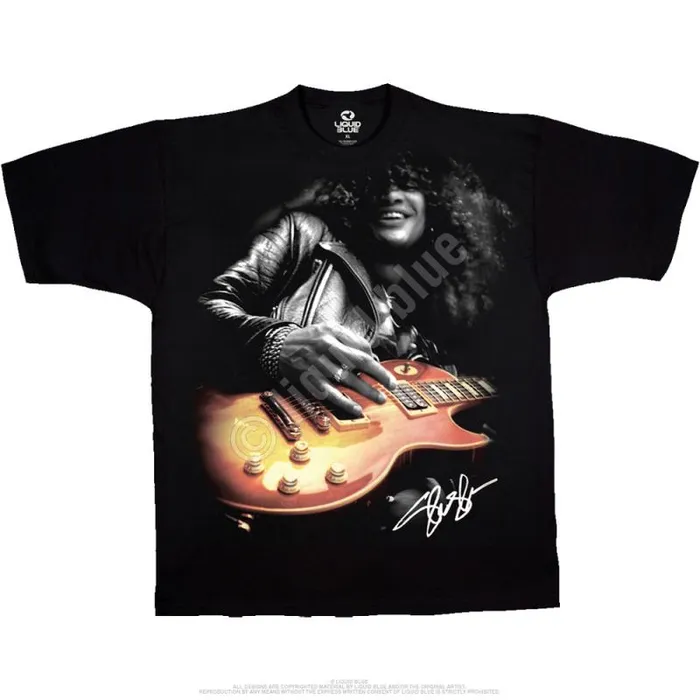 Liquid Blue TShirt Men Slash Guitar Black TShirt