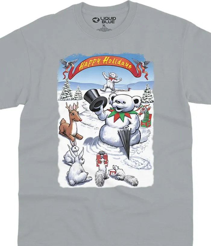 Liquid Blue TShirt Men Snowman Bear TShirt
