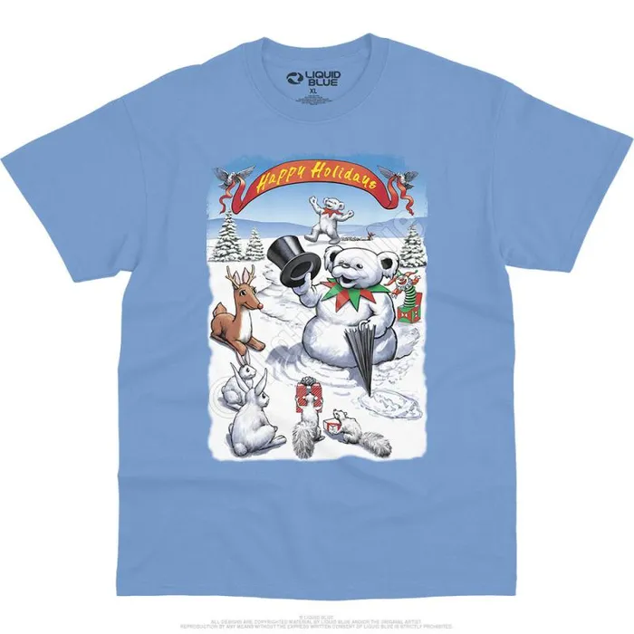 Liquid Blue TShirt Men Snowman Bear TShirt