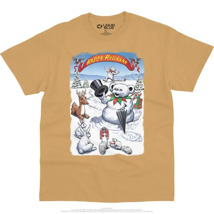 Liquid Blue TShirt Men Snowman Bear TShirt