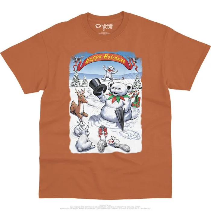 Liquid Blue TShirt Men Snowman Bear TShirt