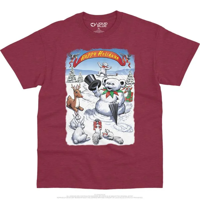 Liquid Blue TShirt Men Snowman Bear TShirt