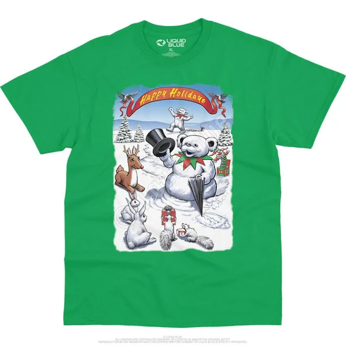 Liquid Blue TShirt Men Snowman Bear TShirt