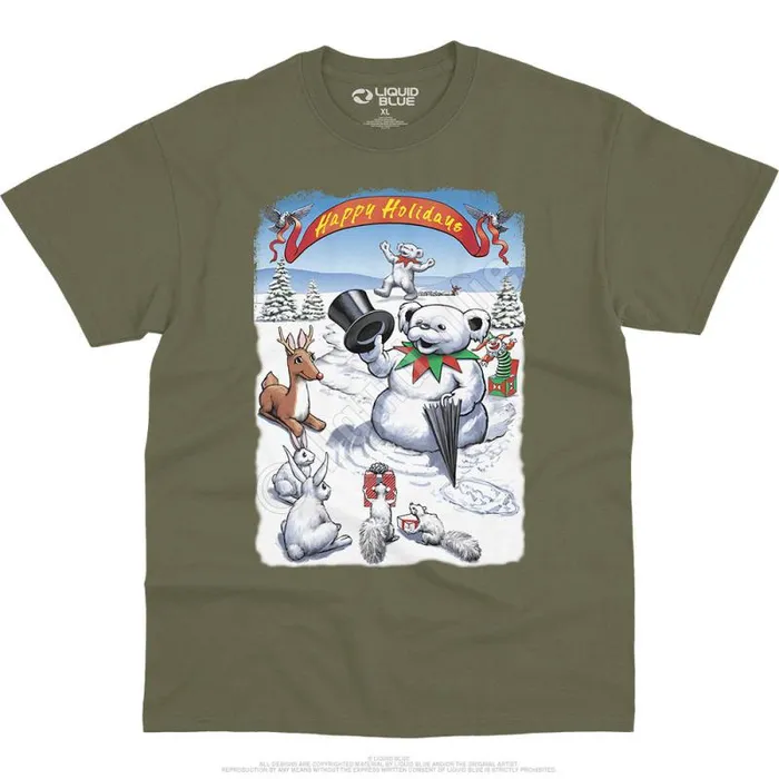 Liquid Blue TShirt Men Snowman Bear TShirt