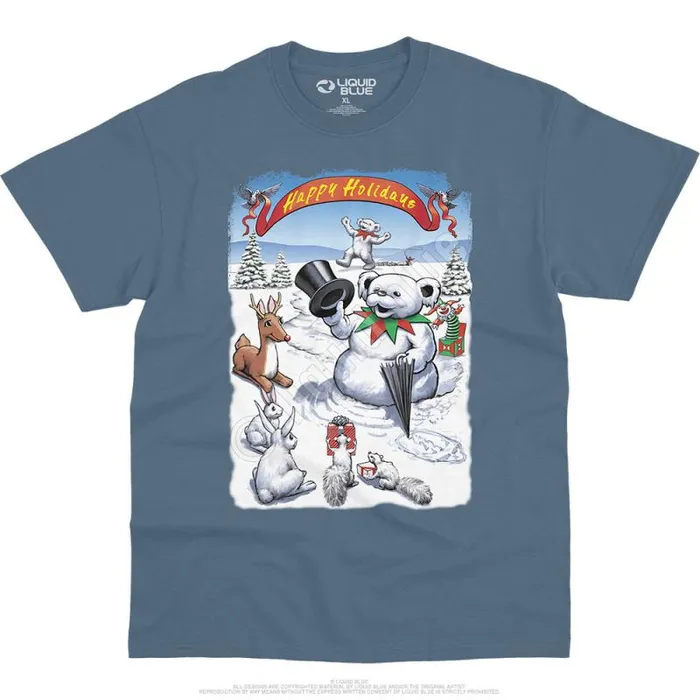 Liquid Blue TShirt Men Snowman Bear TShirt
