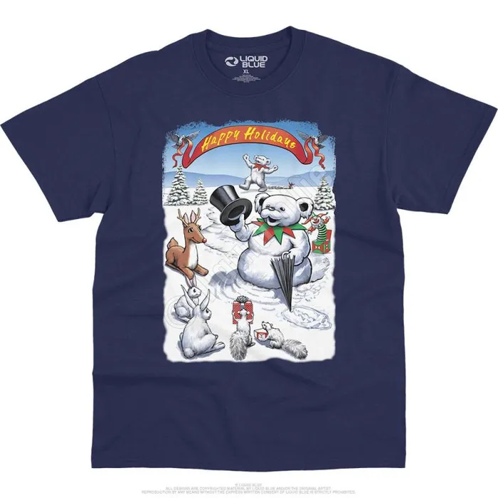 Liquid Blue TShirt Men Snowman Bear TShirt