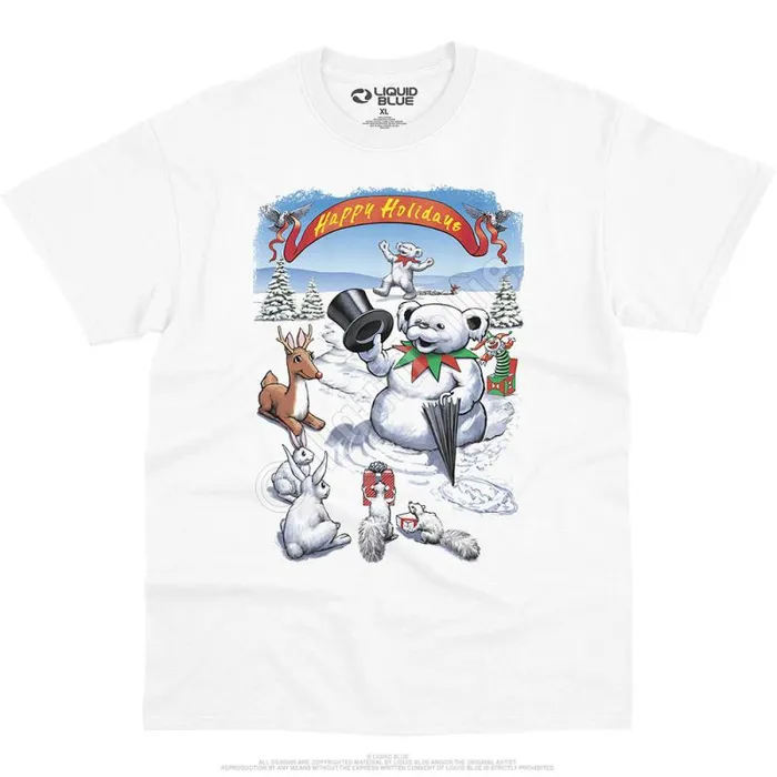 Liquid Blue TShirt Men Snowman Bear TShirt