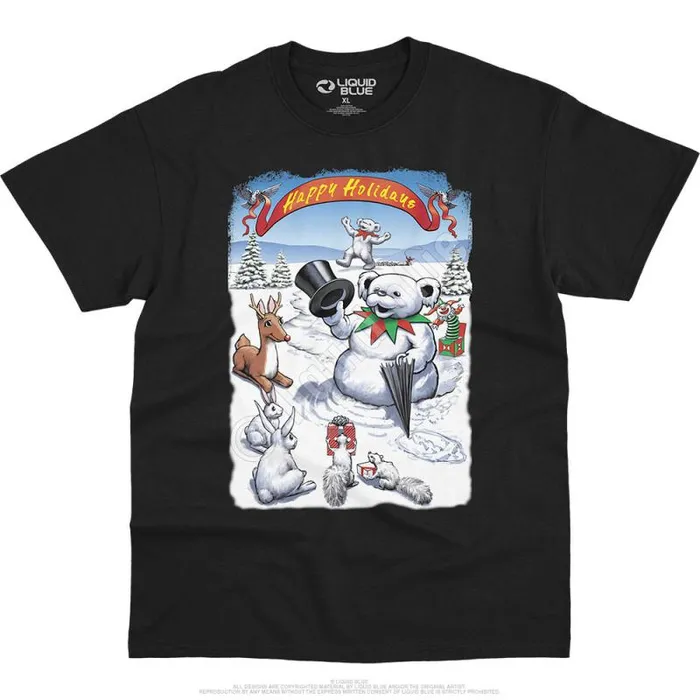 Liquid Blue TShirt Men Snowman Bear TShirt