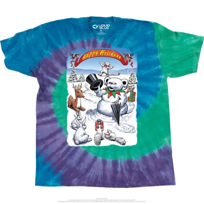 Liquid Blue TShirt Men Snowman Bear TShirt