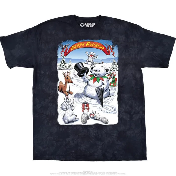 Liquid Blue TShirt Men Snowman Bear TShirt